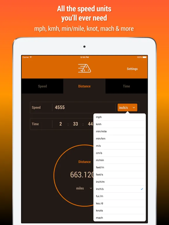 Speed Distance Time Calculator iPad  Screenshots