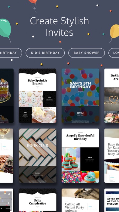 Poply: Party Invitation Maker Screenshots