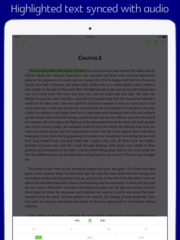 A farewell to arms - sync transcript iPad  Screenshots