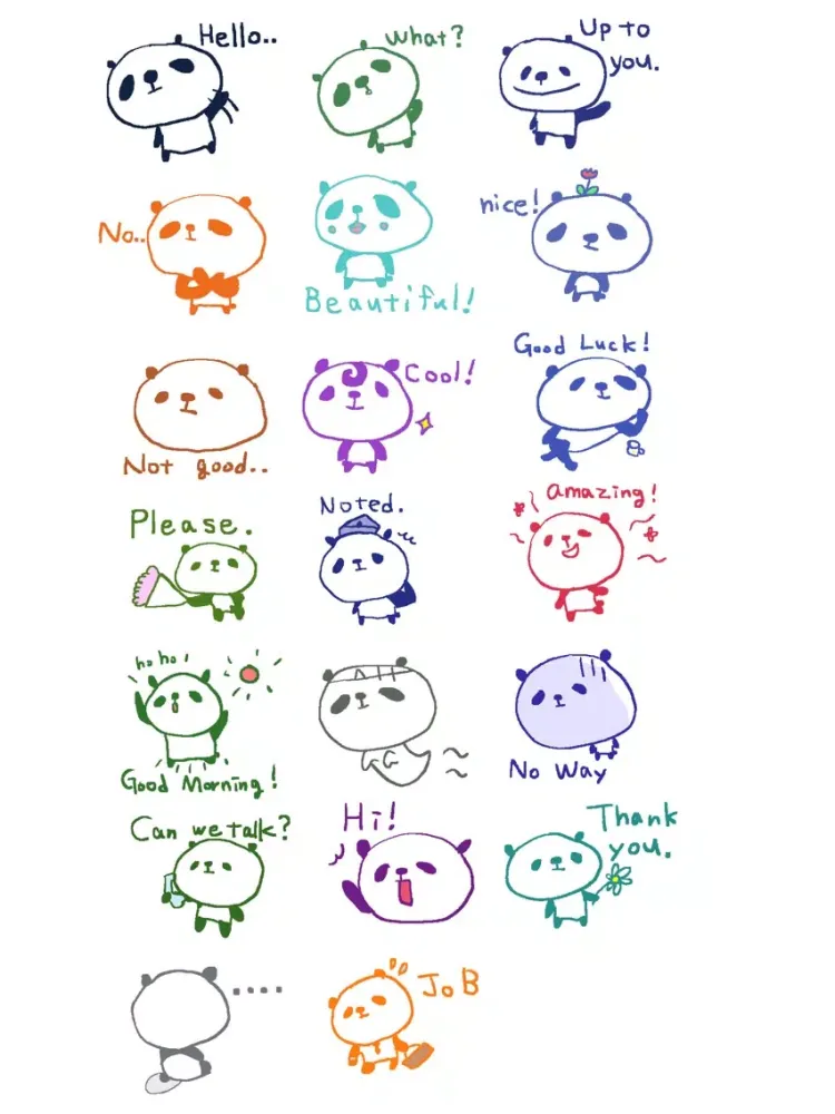 Color Cute Panda Stickers!! iPad 应用截图