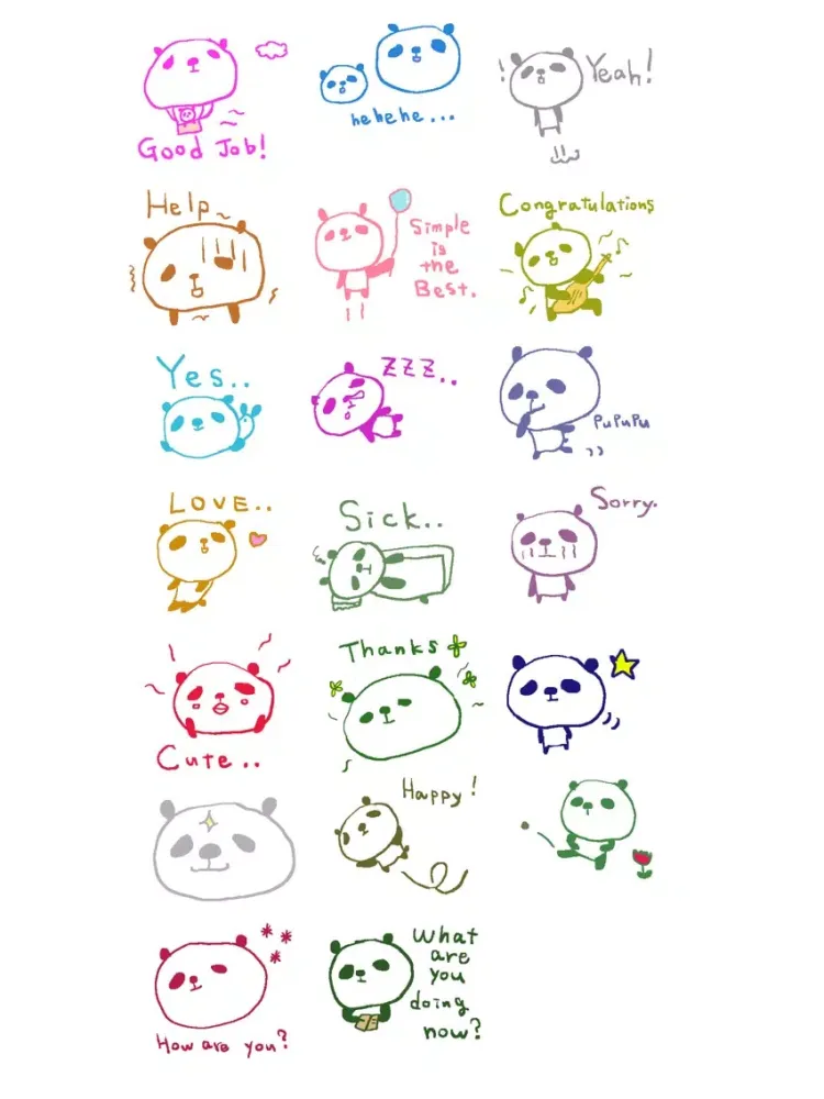 Color Cute Panda Stickers!! iPad 应用截图