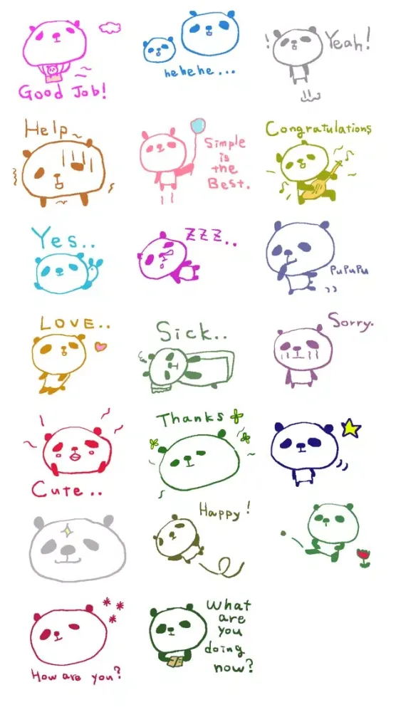 Color Cute Panda Stickers!!应用截图