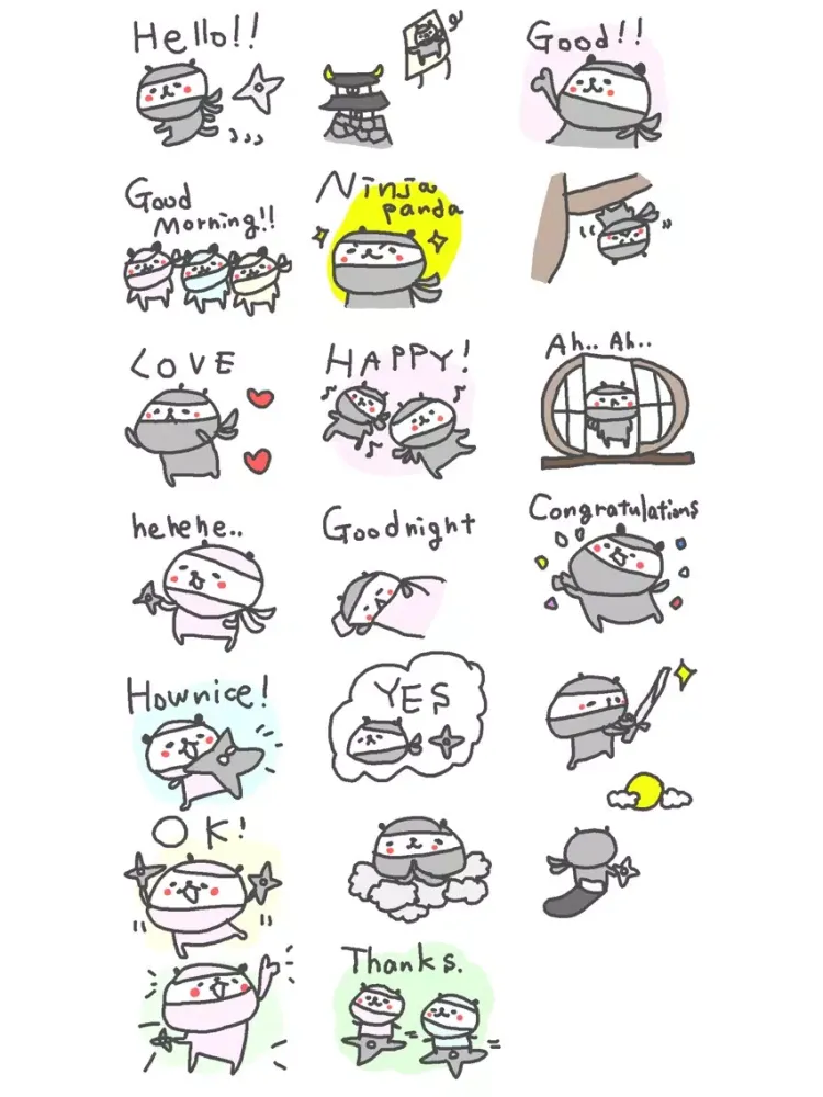 صور Ninja Panda 40 Stickers!! iPad 