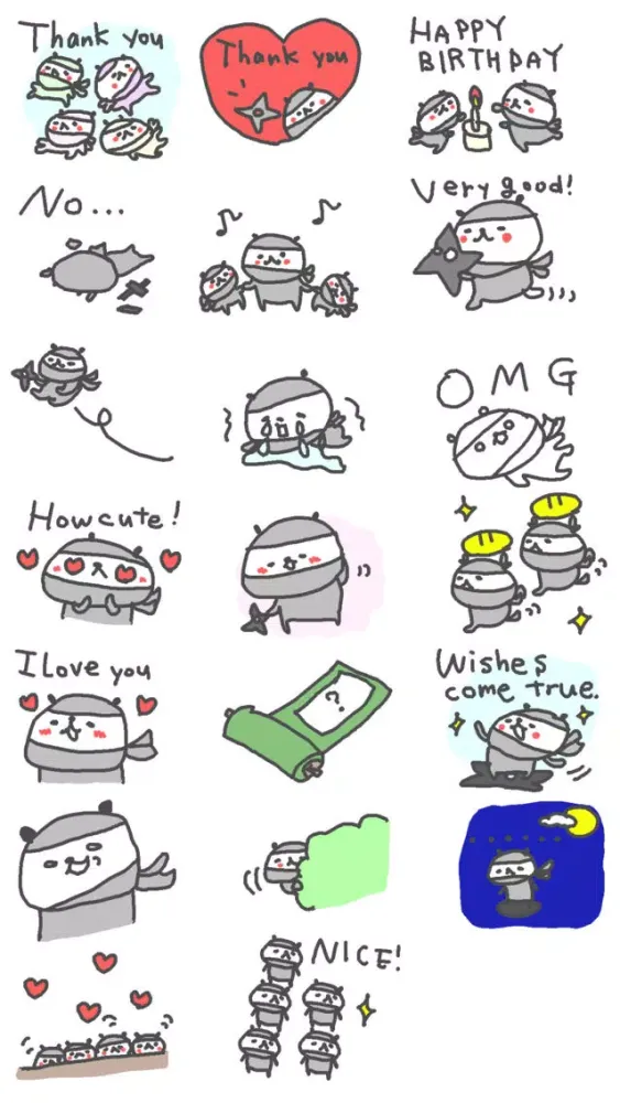 صور Ninja Panda 40 Stickers!!