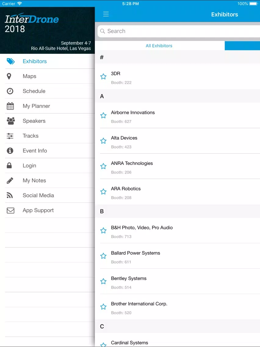 Zrzuty ekranu InterDrone iPad 