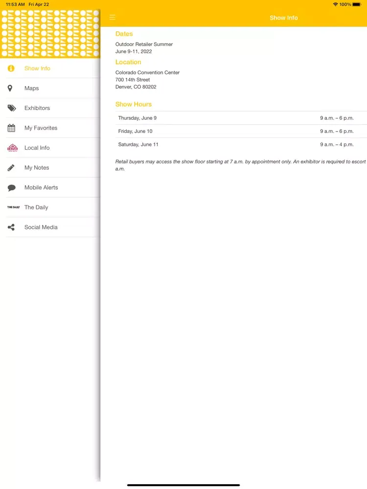 Outdoor Retailer Summer 2022 iPad  Screenshots