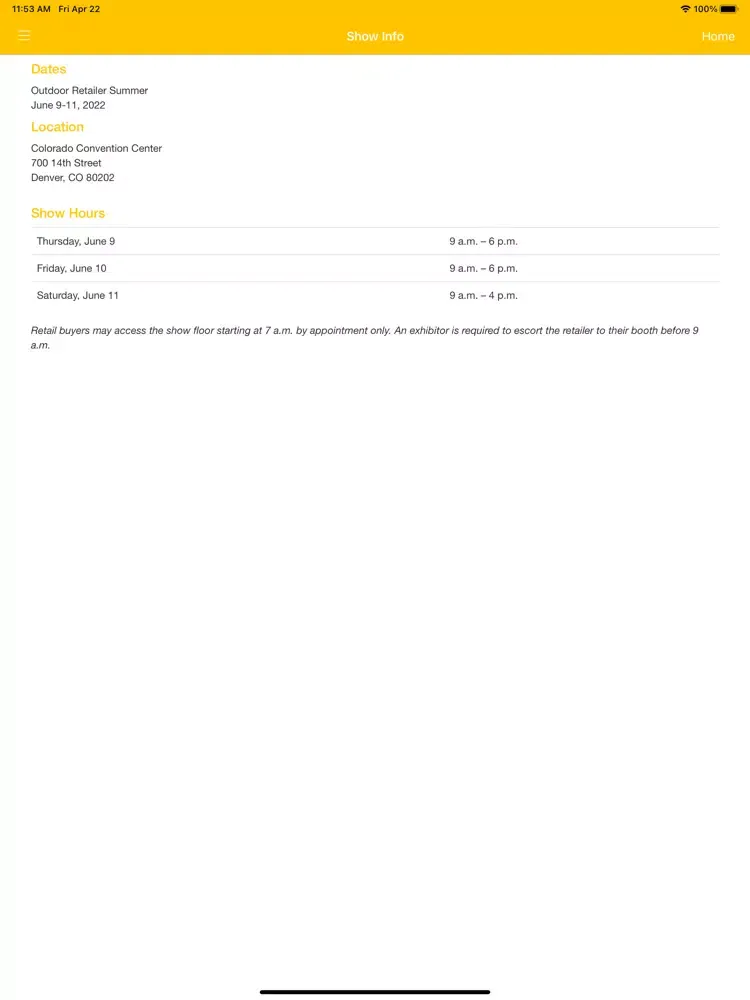 Outdoor Retailer Summer 2022 iPad  Screenshots