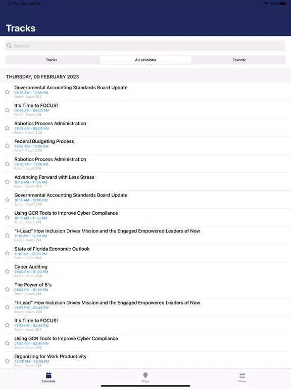 Capturas de pantalla de 2023 Tallahassee AGA GTE iPad 