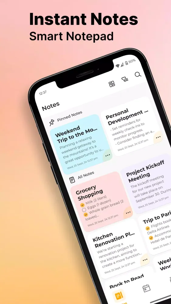 Ảnh chụp màn hình của Instant Notes: Smart Notepad