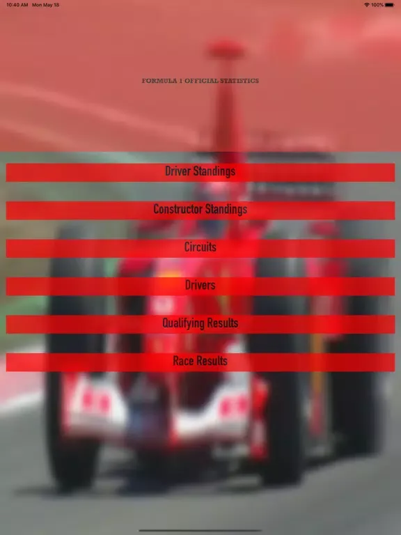 Formula Racing Statistics iPad  스크린샷