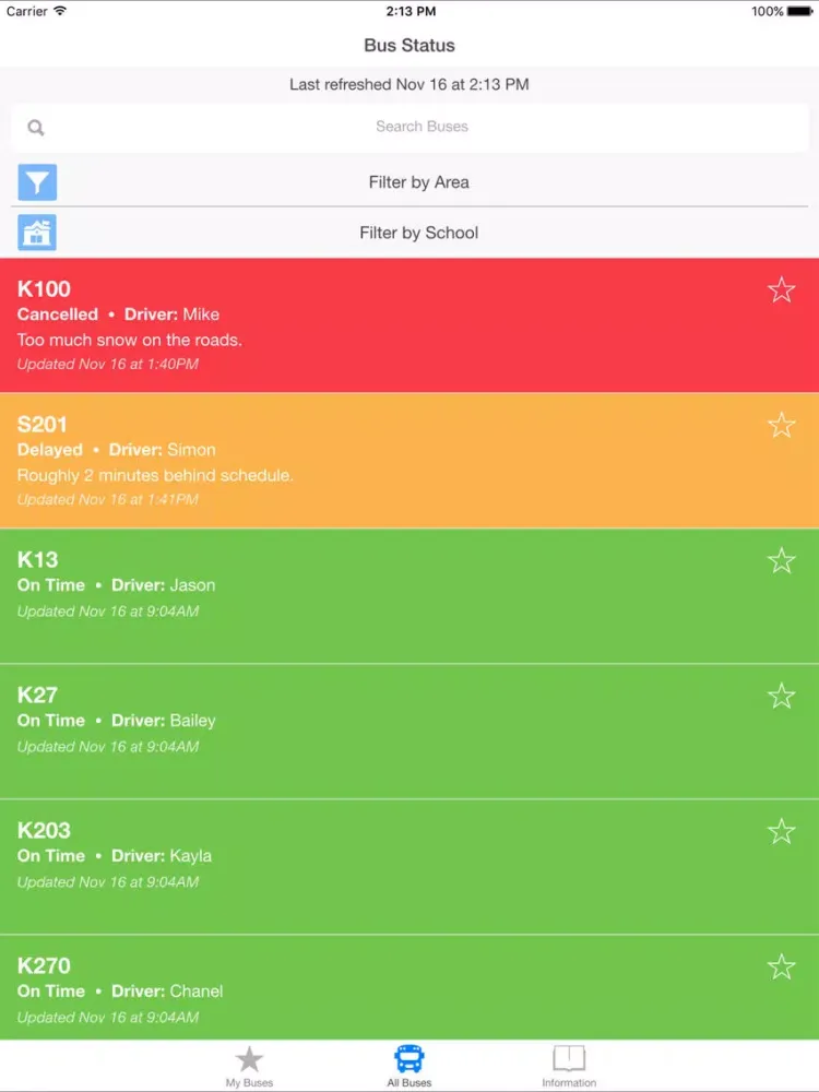 Capturas de pantalla de Fort Vermilion School District Bus Status iPad 