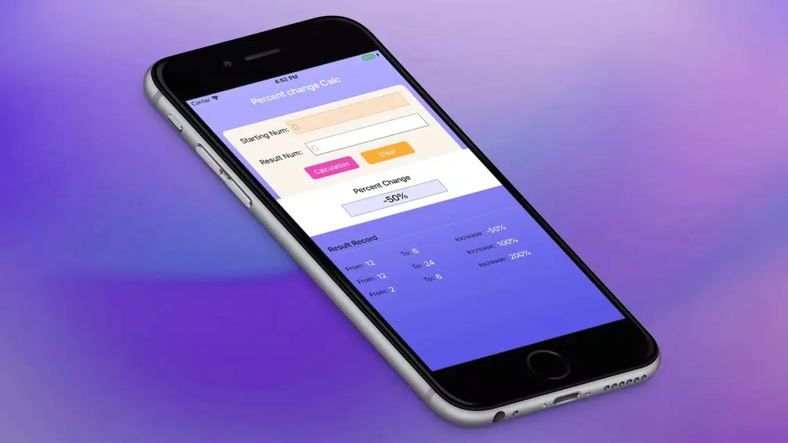 Ảnh chụp màn hình của Percent change Calc