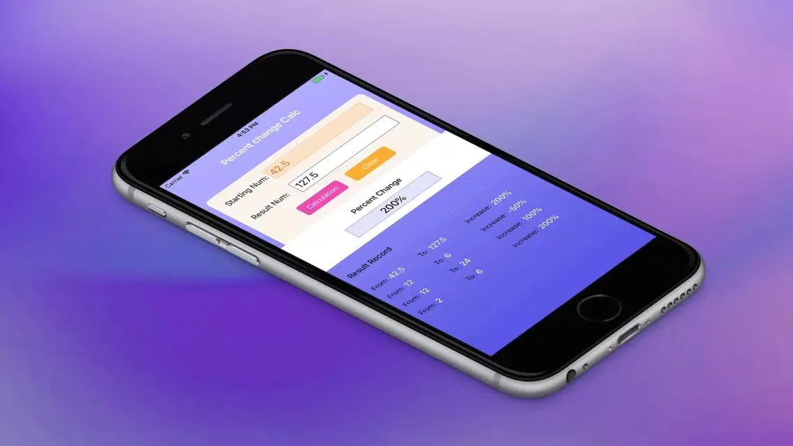 Ảnh chụp màn hình của Percent change Calc