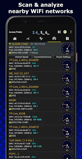 Captures d'écran de WiFi Analyzer