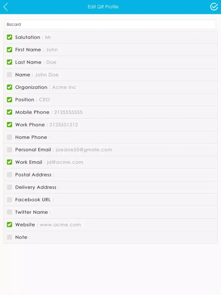 Ảnh chụp màn hình của Qrly iPad 