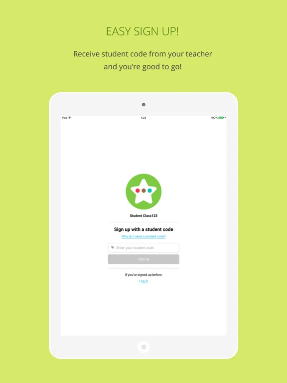 Ảnh chụp màn hình của Student Class123 iPad 