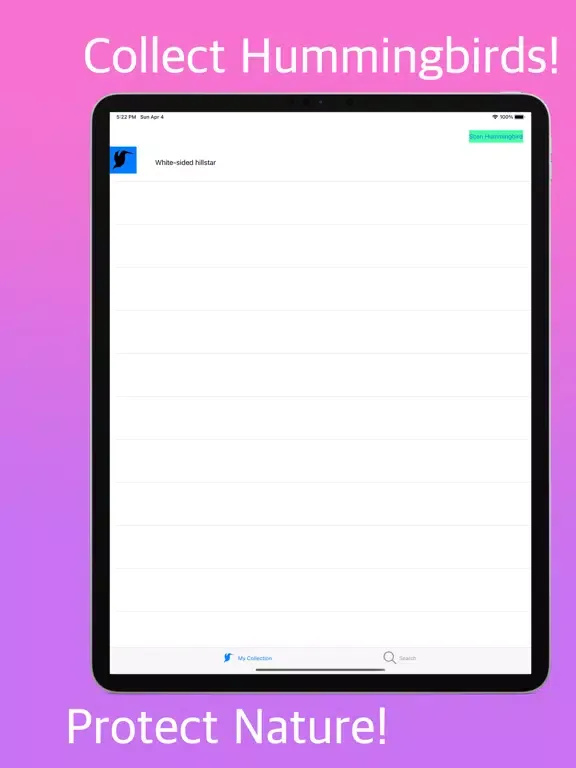 Tangkapan layar Hummingbird Identifier iPad 