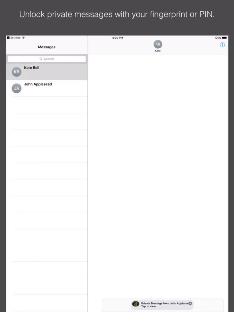 Capturas de pantalla de Stashword - Private Fingerprint Messenger iPad 
