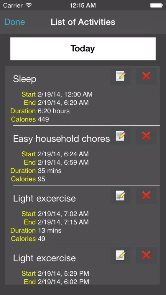 Zrzuty ekranu Activity Log App Free with Calories