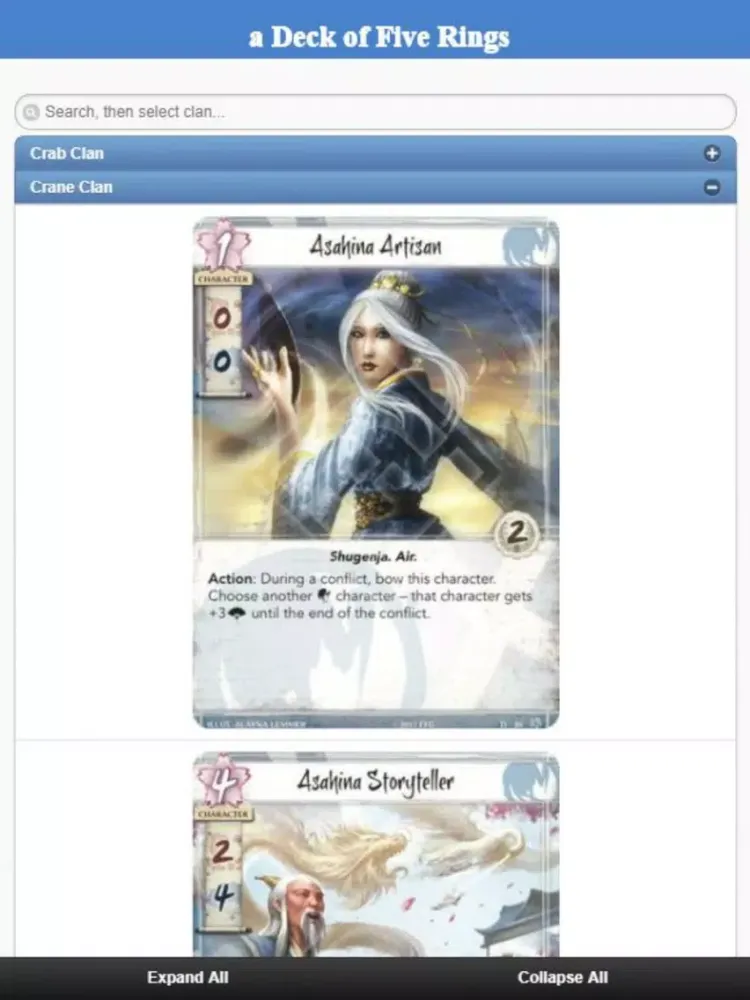 ภาพหน้าจอของ a Deck of Five Rings iPad 