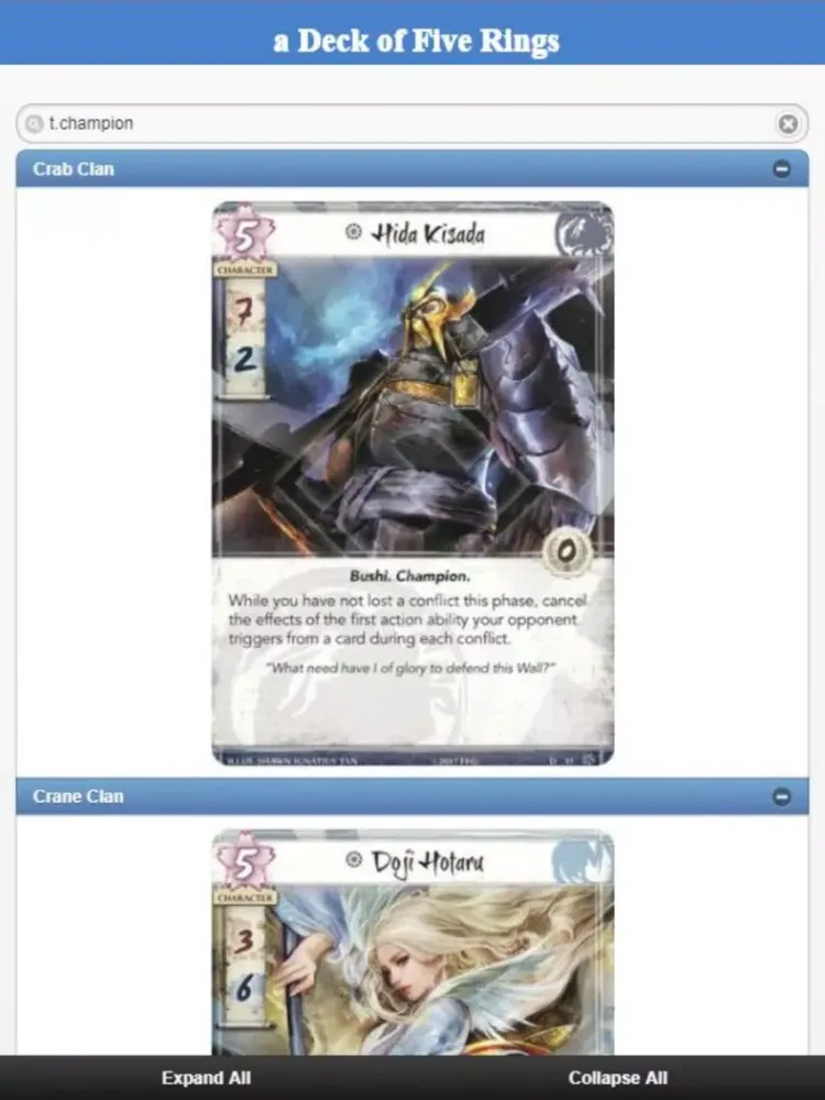 ภาพหน้าจอของ a Deck of Five Rings iPad 