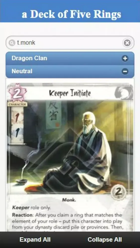 ภาพหน้าจอของ a Deck of Five Rings
