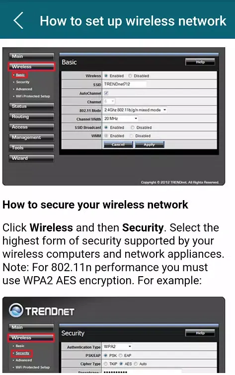 Trendnet Wifi Router Guide 스크린샷