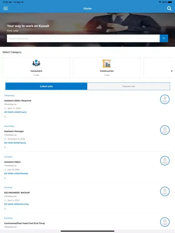 Kuwait Jobs Way iPad 應用截圖