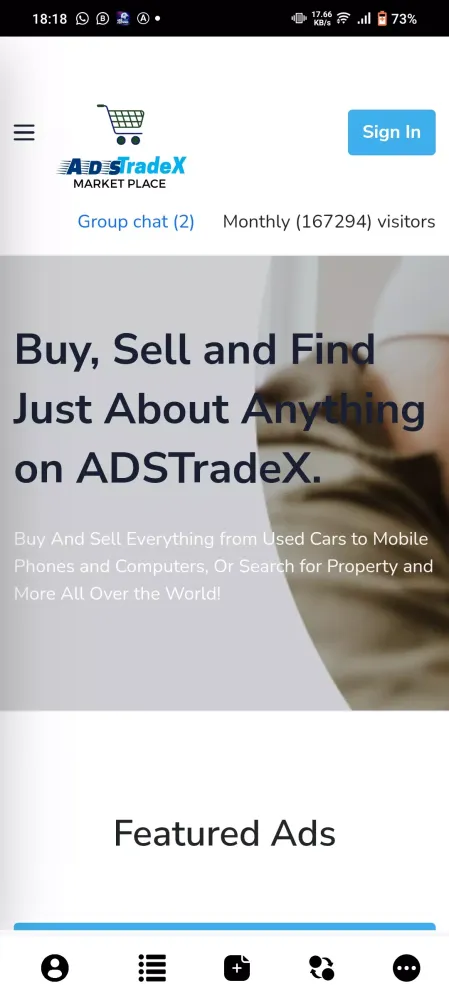 Tangkapan layar ADSTradeX: Marketplace