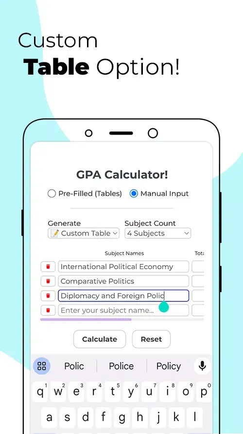 Tangkapan layar GPA Calculator & Planner