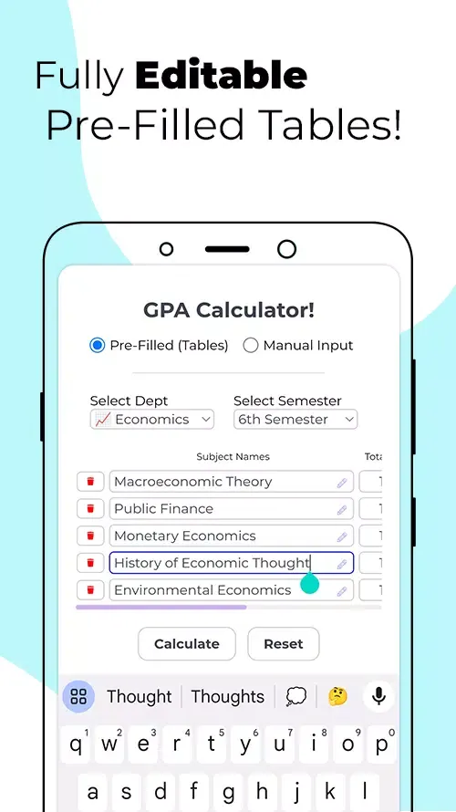 Tangkapan layar GPA Calculator & Planner