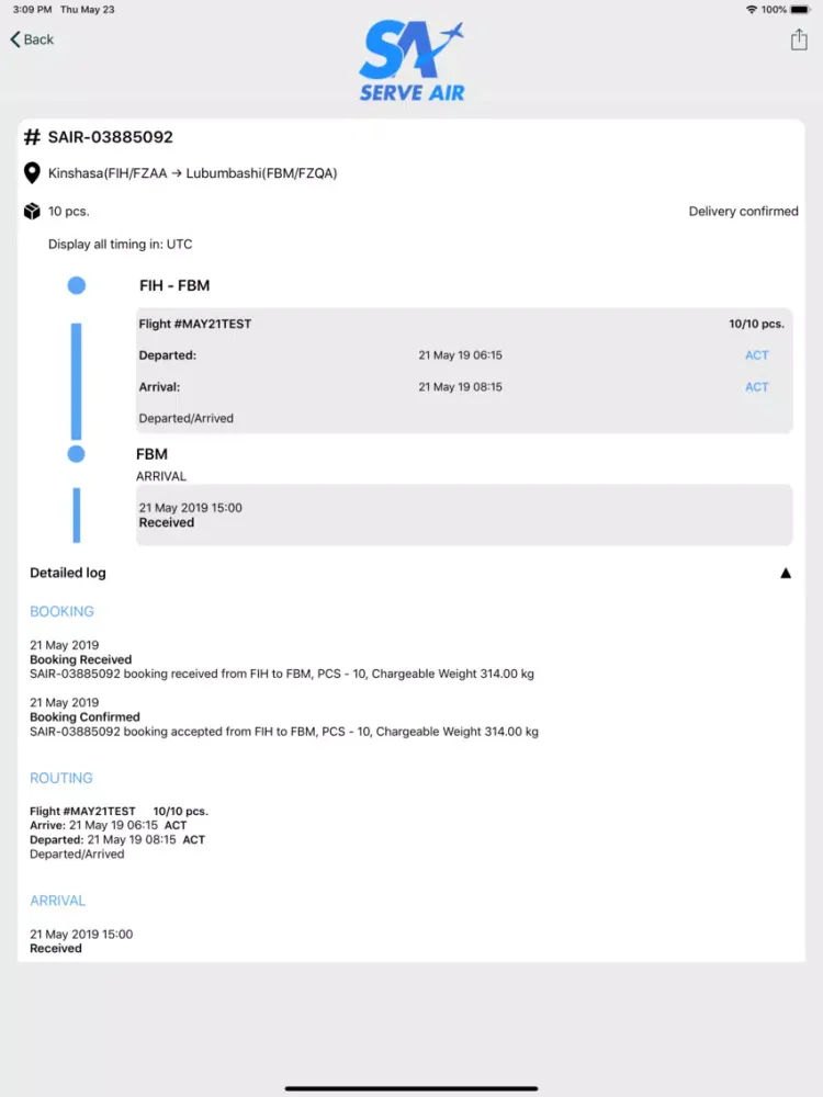 ServeAirTrackAndTrace iPad  Screenshots