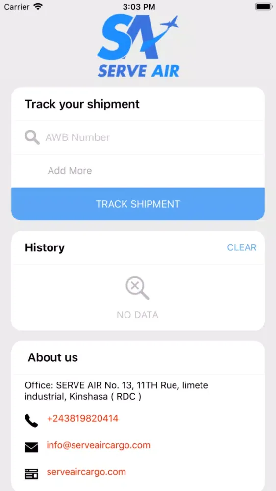 ServeAirTrackAndTrace Screenshots