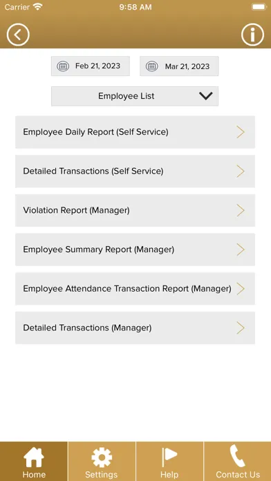 DCT Attendance Screenshots