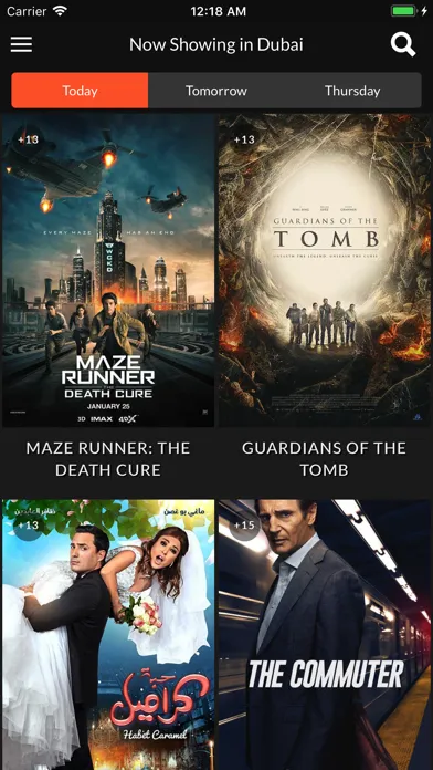 Capturas de tela do Cinema Showtimes UAE
