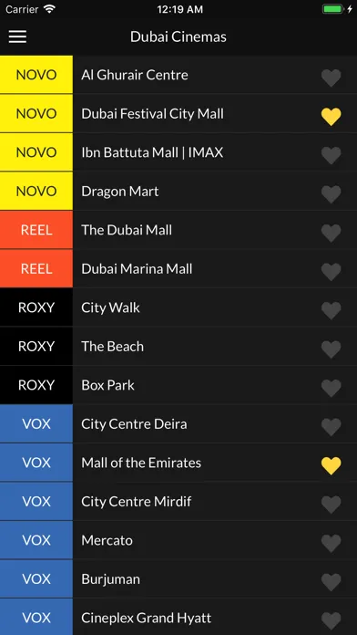 Capturas de tela do Cinema Showtimes UAE