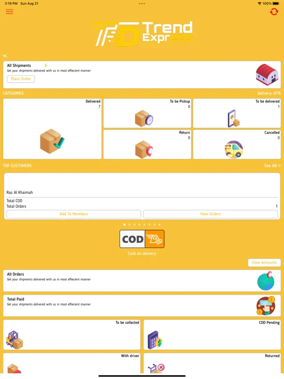 Ảnh chụp màn hình của Trend Delivery Shipper iPad 