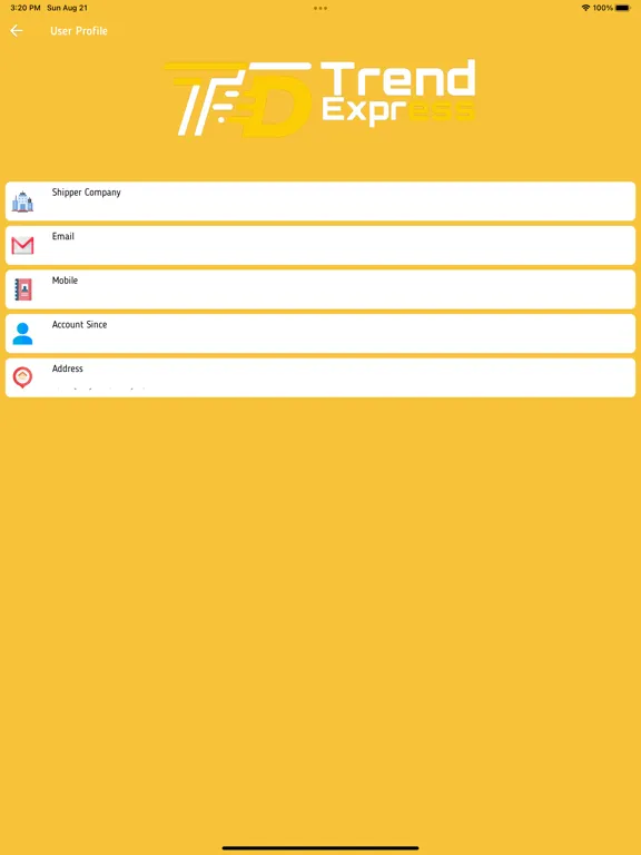 Ảnh chụp màn hình của Trend Delivery Shipper iPad 