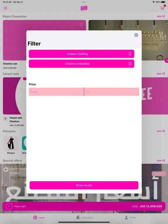 Tangkapan layar ZEE-Fashion iPad 