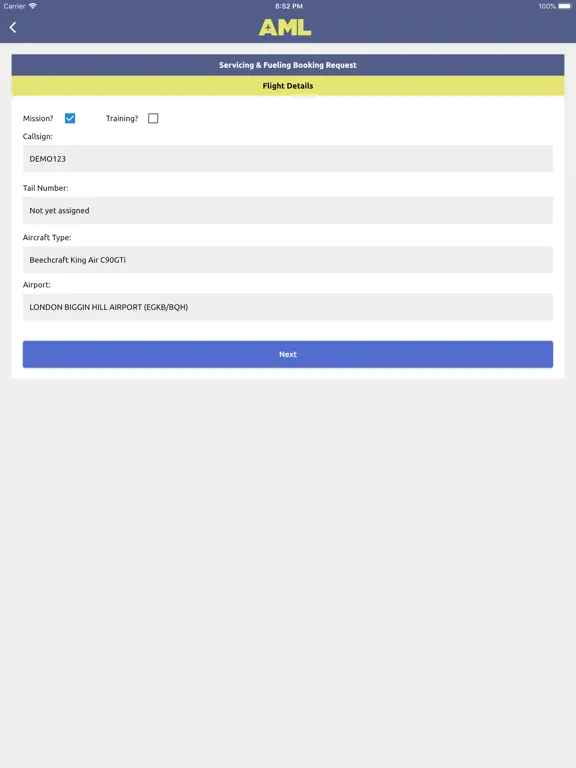 Ảnh chụp màn hình của AML Global iPad 