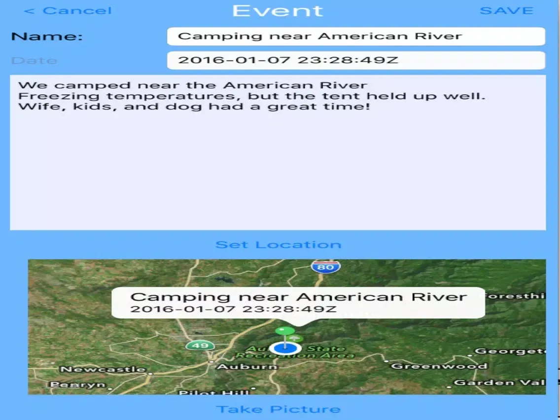 Track Events by Location iPad  Screenshots