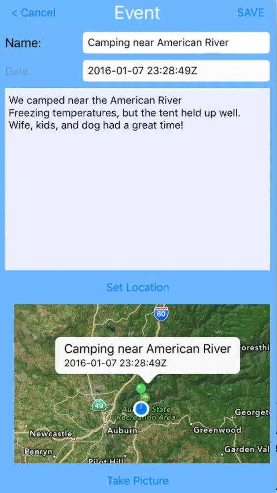 Track Events by Location Screenshots