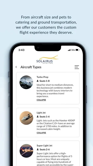 Capturas de tela do Solairus: Book Charter Flights