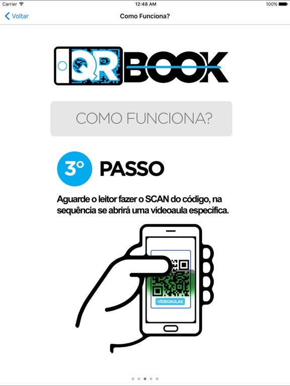 Capturas de tela do QRBook.Verbo iPad 