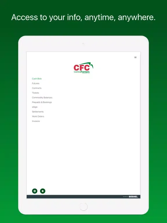 Ảnh chụp màn hình của Central Farmers Coop iPad 