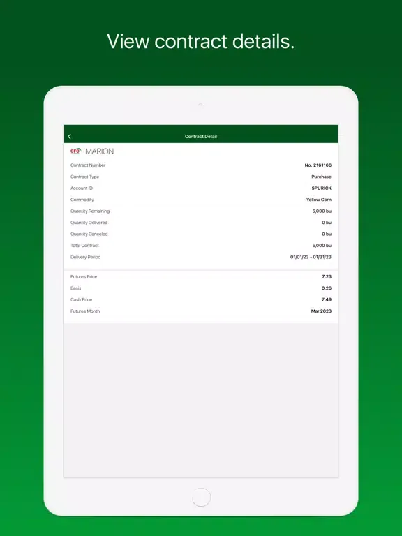 Ảnh chụp màn hình của Central Farmers Coop iPad 