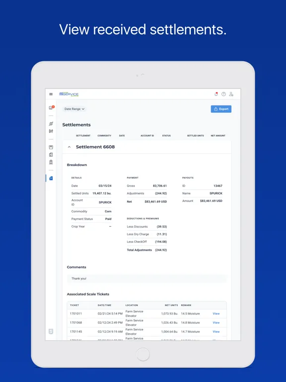 Farm Service Elevator Co iPad Screenshots