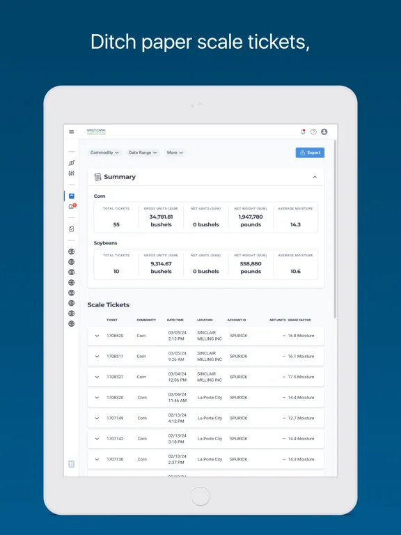 Ảnh chụp màn hình của Mid-Iowa Cooperative iPad 