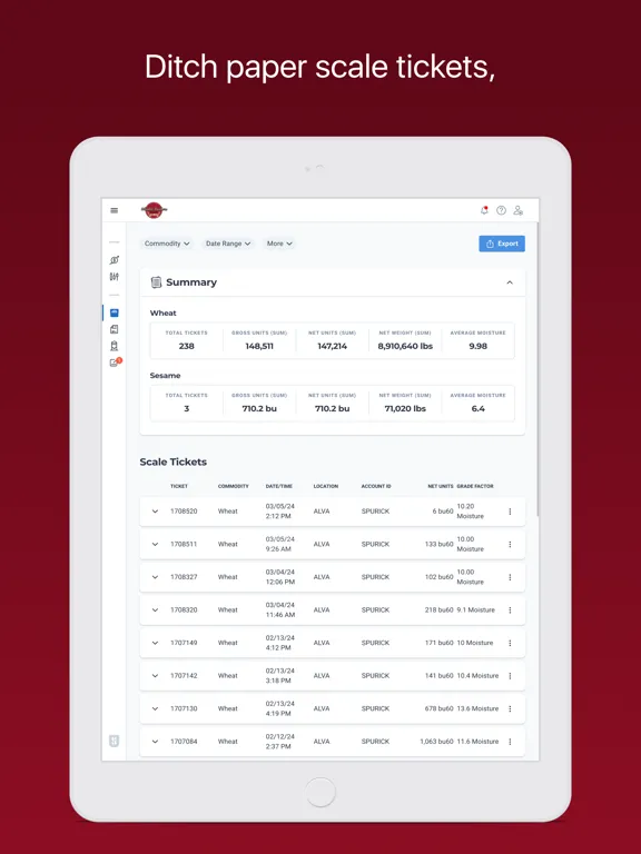 Ảnh chụp màn hình của Wheeler Brothers Grain Co. iPad 