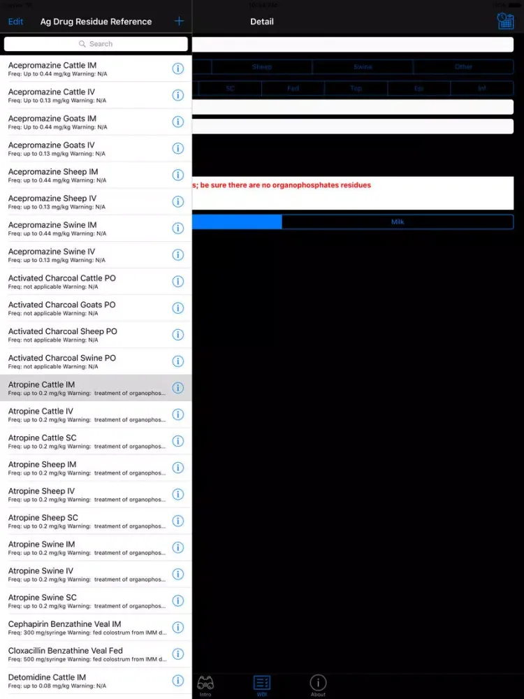 Ag Drug Residue Reference iPad  Screenshots
